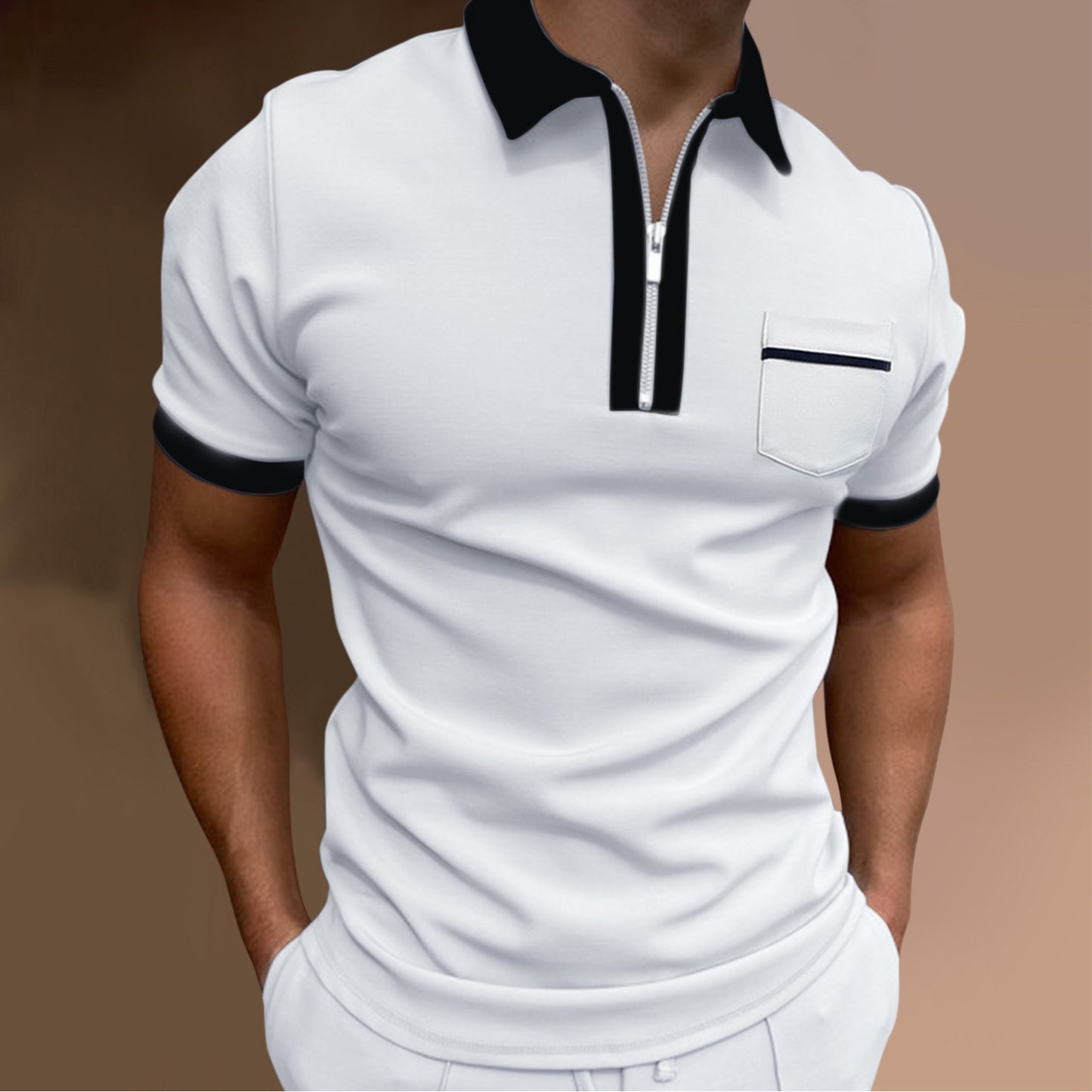 Men's Lapel style Slim Pocket POLO Shirt