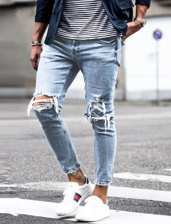 Men's Ripped Skinny Jeans will never old, always bold and cool!