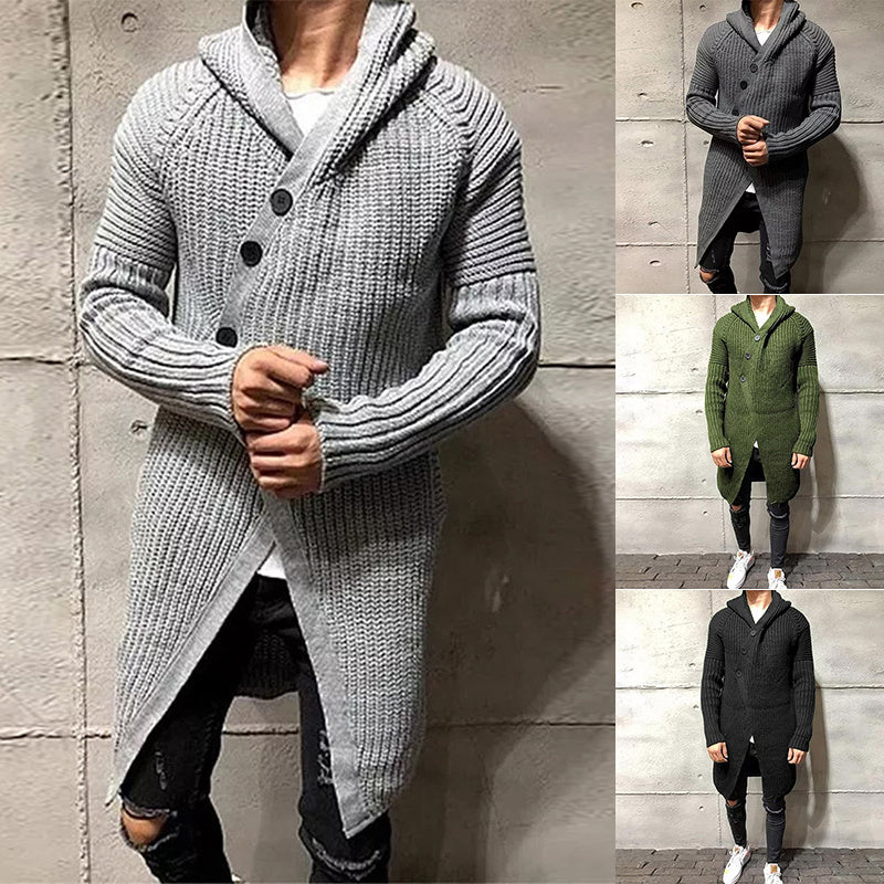 Men's Long  Hooded Knitted Sweater,Casual style