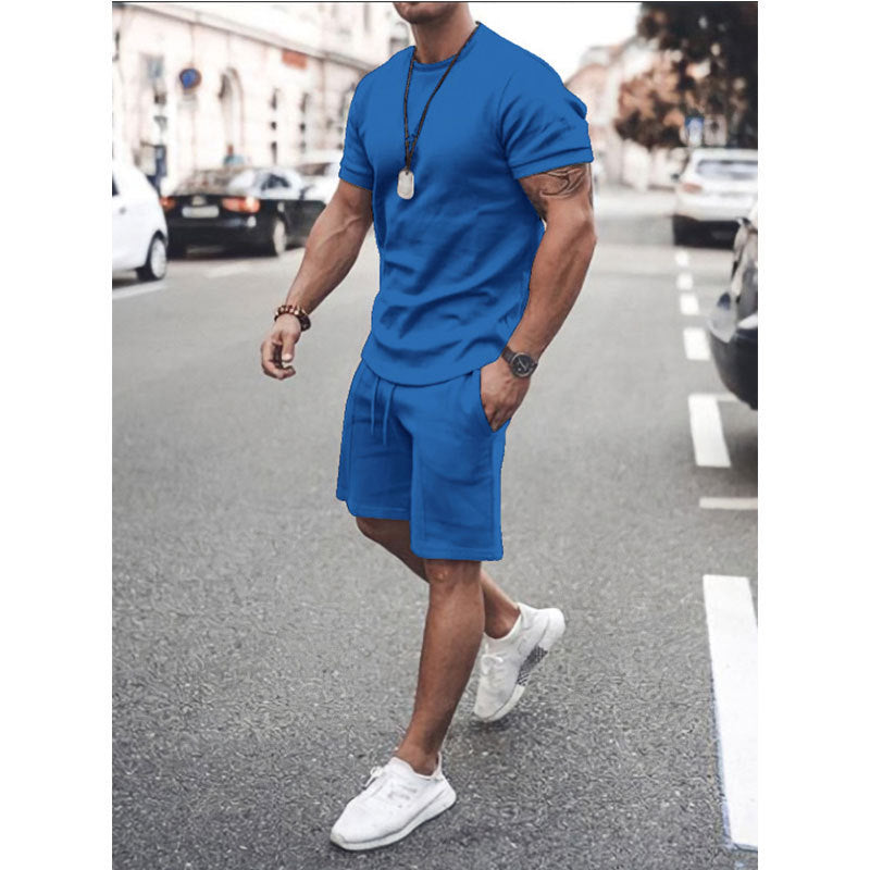 Men's Short Sleeve Shorts+Shirt Two-Piece Set