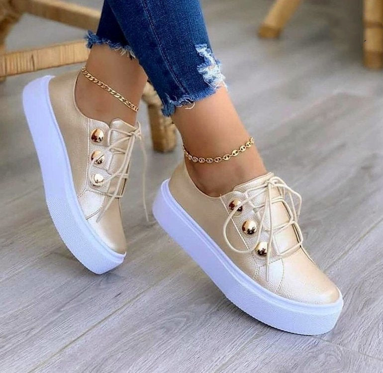 Women's Lace-up Flats Sneakers