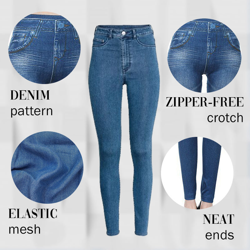 Woman's High Rise Waist Skinny Slim Fit Stretch Casual Basic Denim Pants With Faux  Pockets