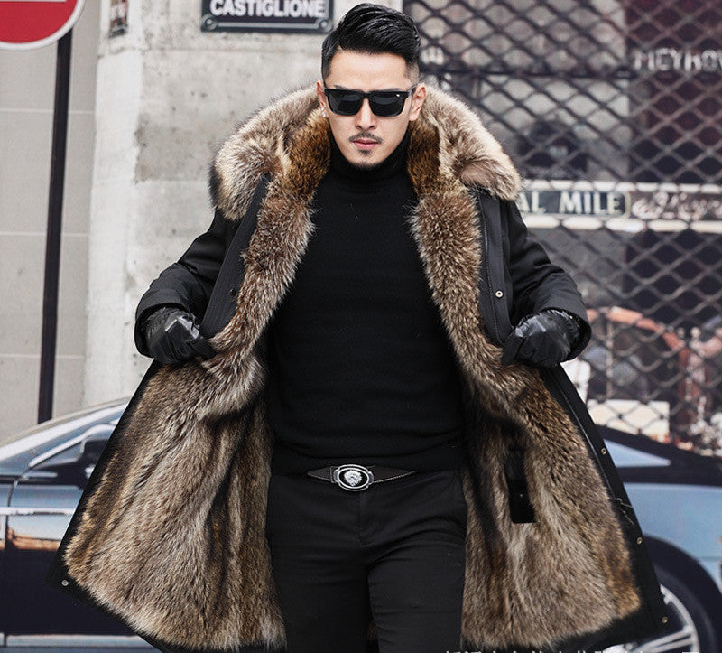 Men's High quality Extra heavy sable coat with artifical fur