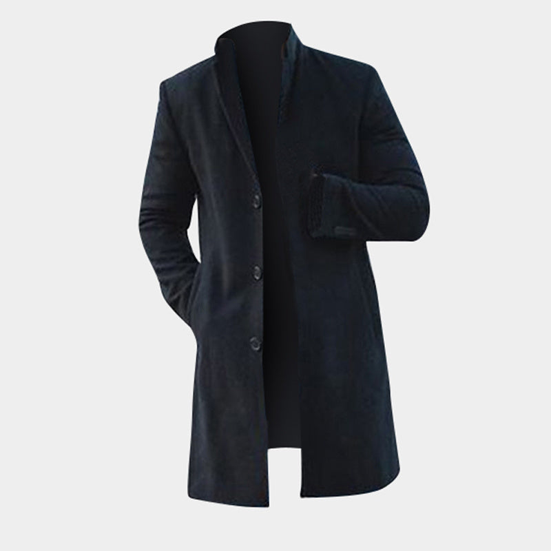 Men's Fashion Winter Overcoat Classic Solid Slim Fit Outwear