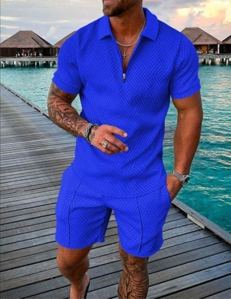 Men's Summer vacation Short Sleeved shirts+short Set