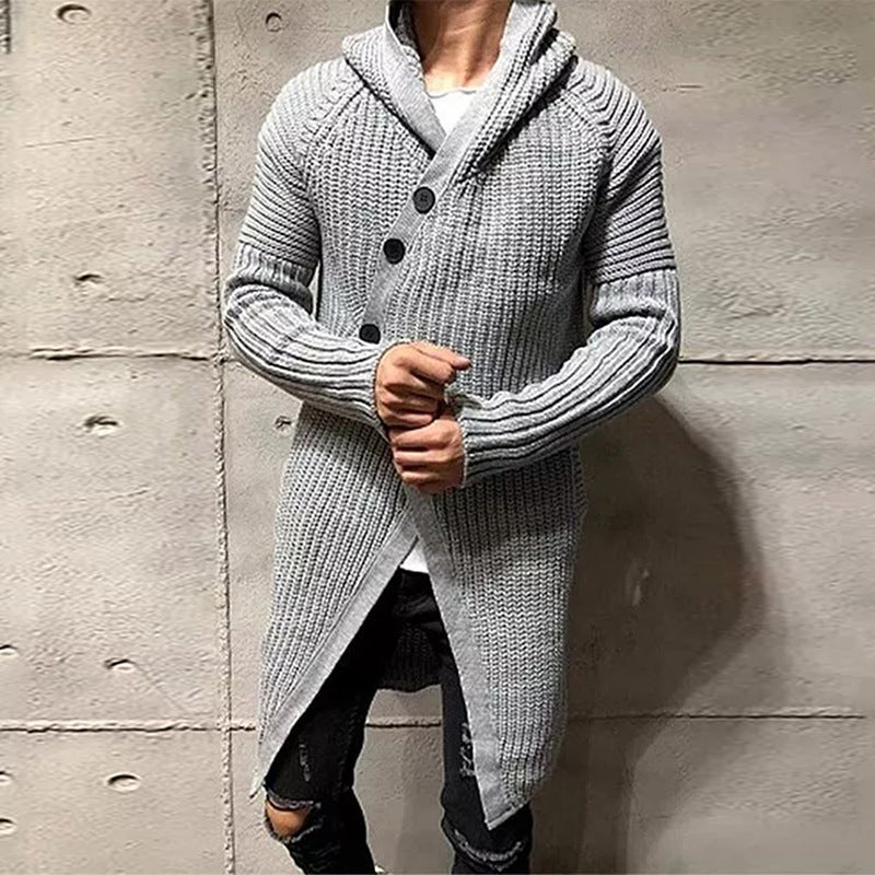 Men's Long  Hooded Knitted Sweater,Casual style