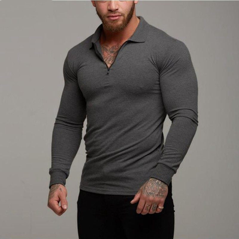 Men's Long sleeved polo shirt, fit look!