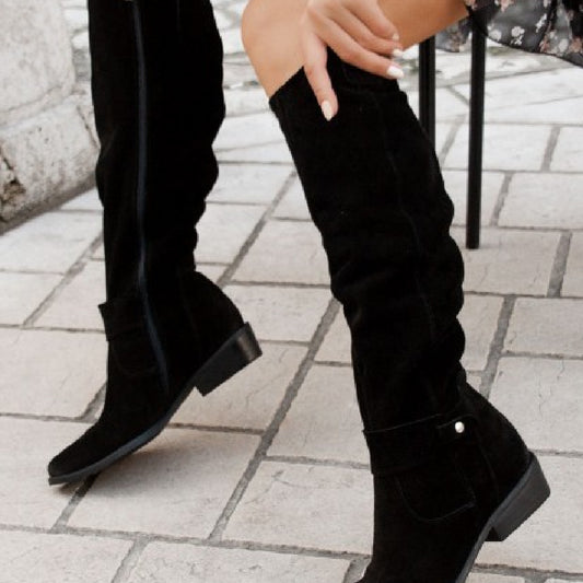 Women's Zipper Suede High Boots