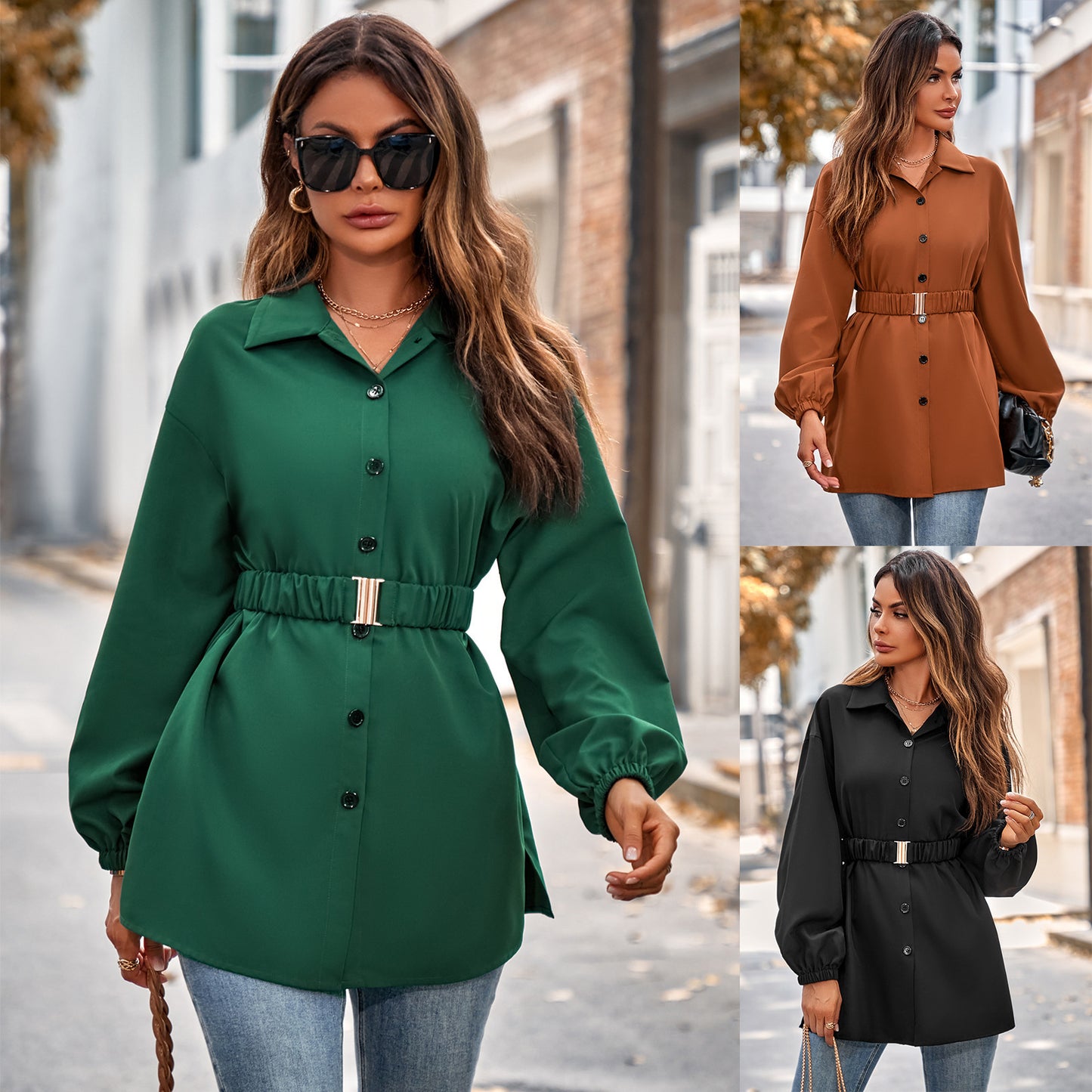 Women's  Belt Shirt Coat, perfect for warm weather