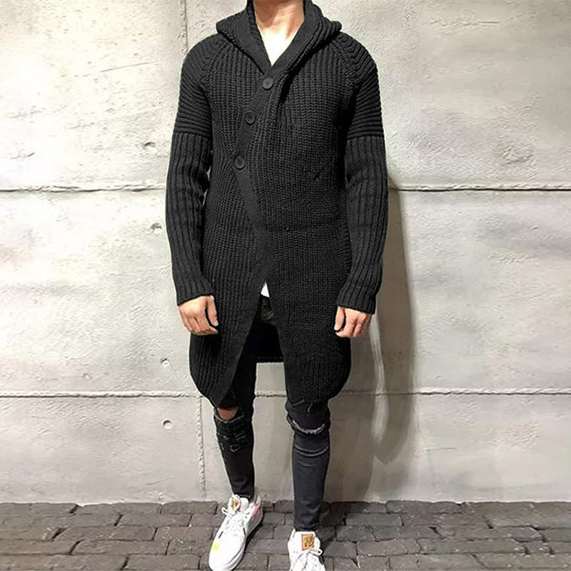 Men's Long  Hooded Knitted Sweater,Casual style