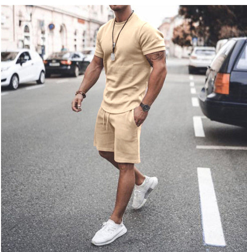 Men's Short Sleeve Shorts+Shirt Two-Piece Set