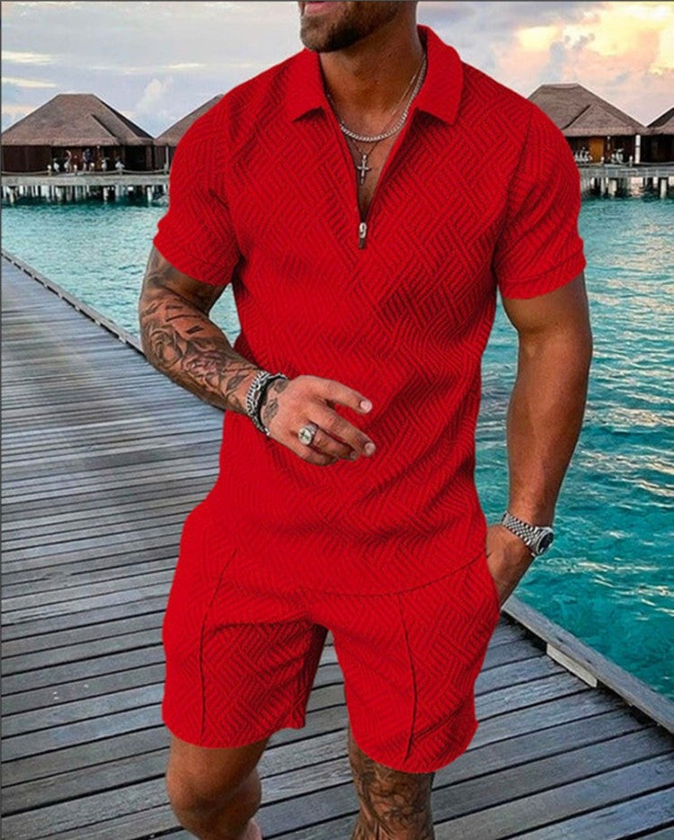 Men's Summer vacation Short Sleeved shirts+short Set