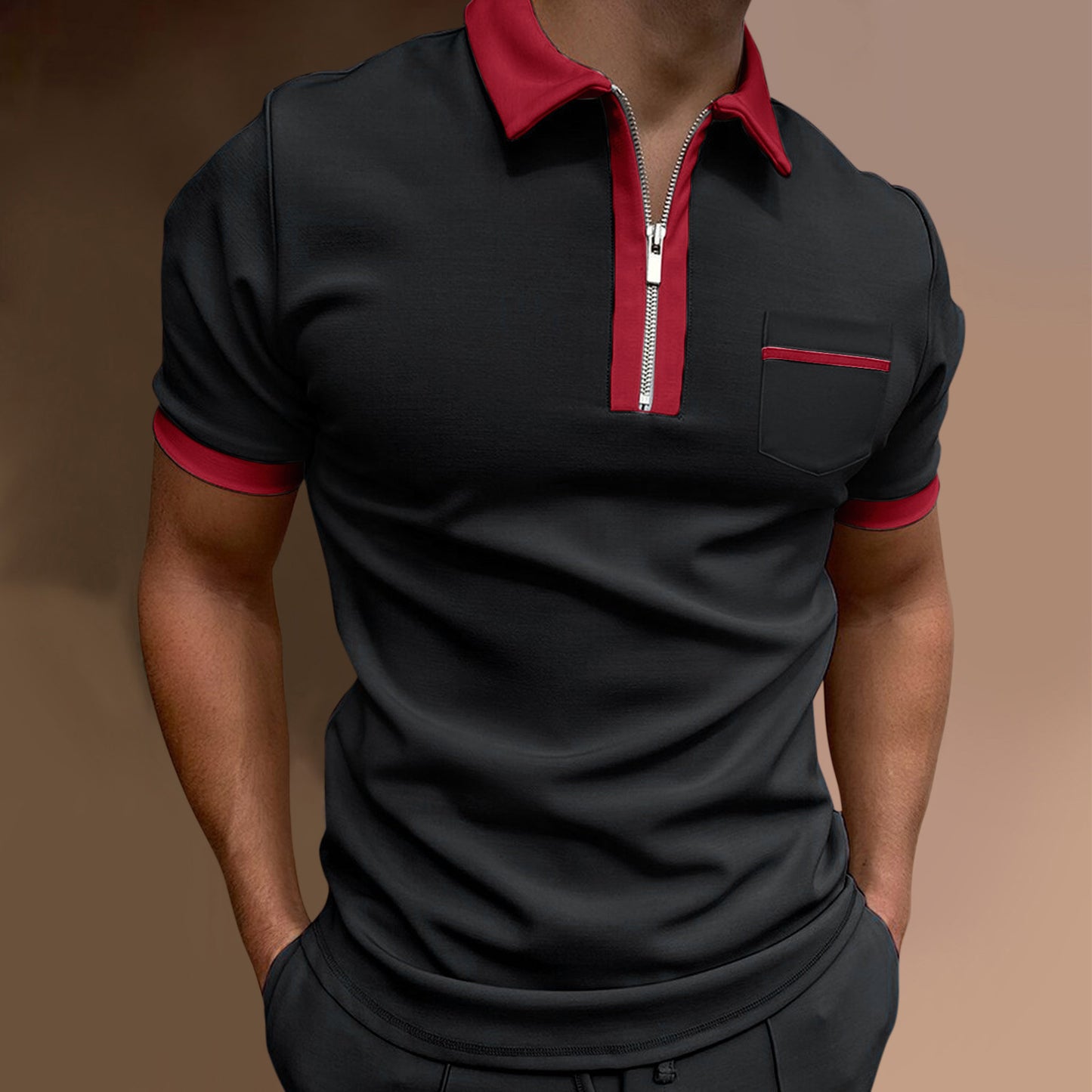 Men's Lapel style Slim Pocket POLO Shirt