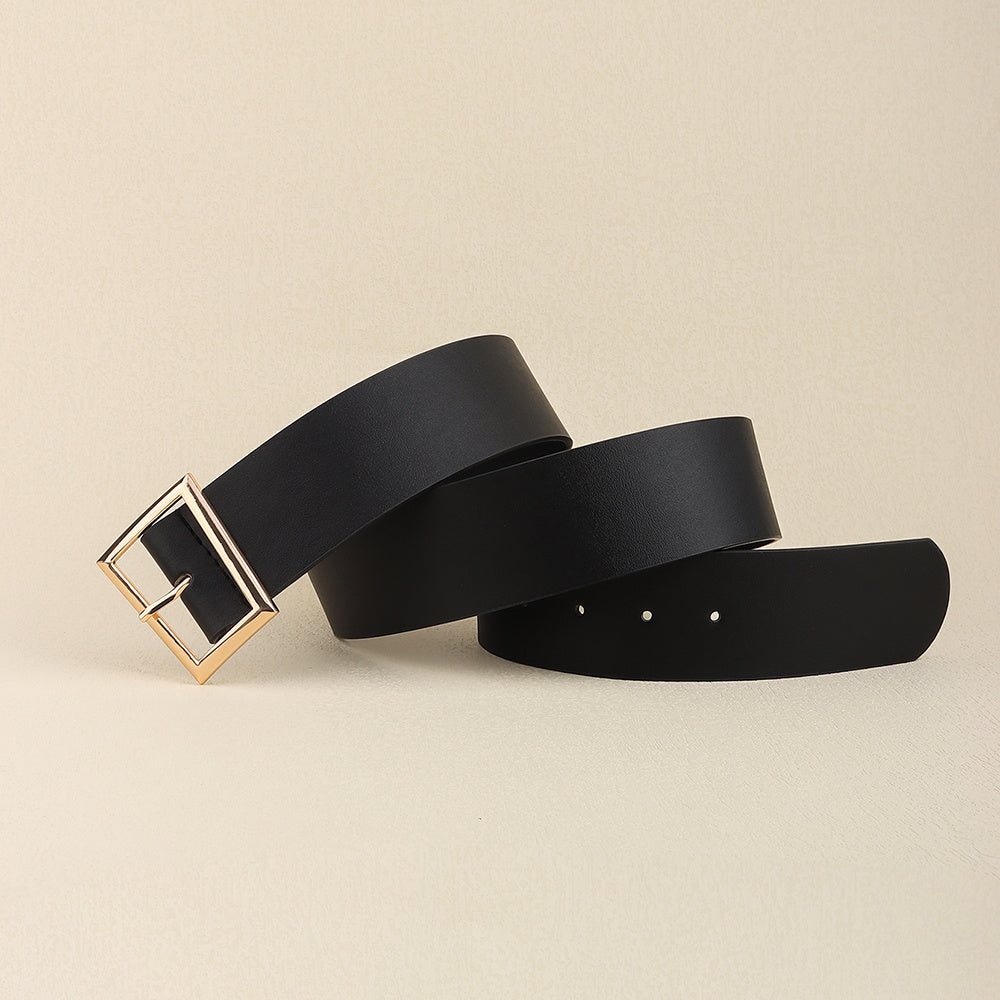 Women's Black simple Metal Needle Buckle Senior All-in-one Belt