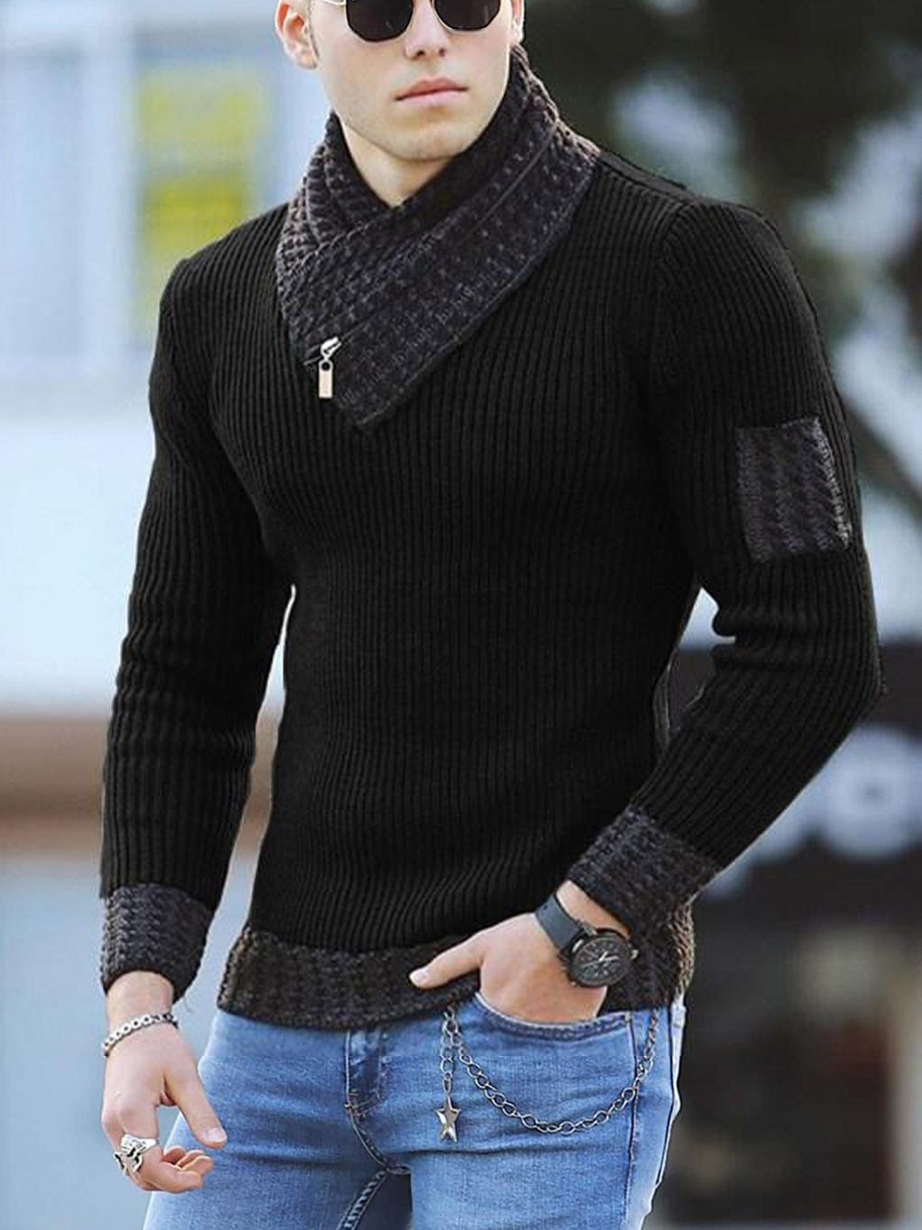 Men's Bold look, Casual Slim type Long-sleeved Sweater