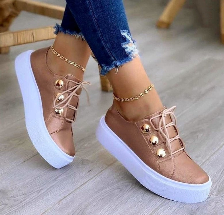 Women's Lace-up Flats Sneakers