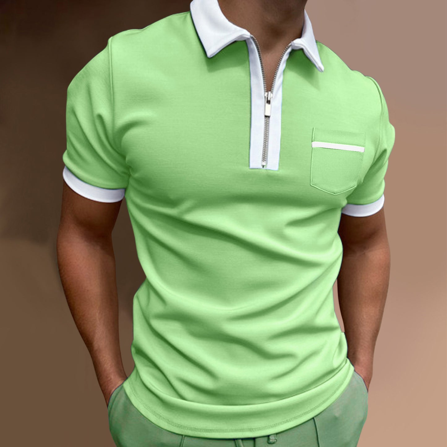 Men's Lapel style Slim Pocket POLO Shirt