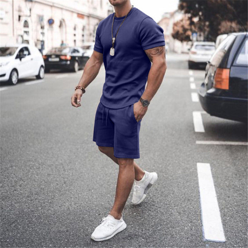 Men's Short Sleeve Shorts+Shirt Two-Piece Set