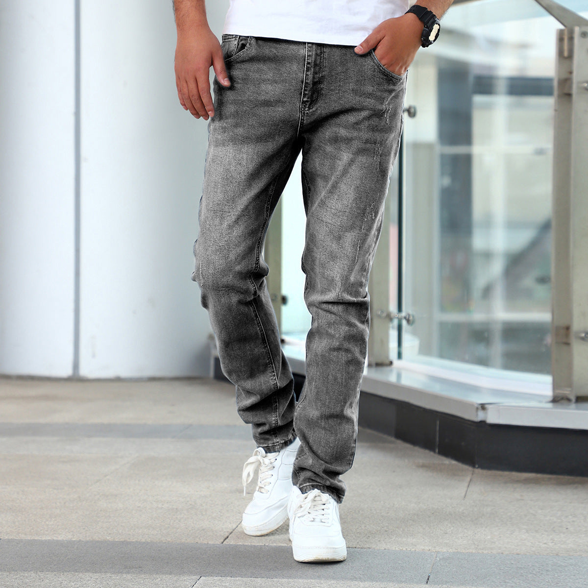 Men's Jeans Gray jeans, Stretch Skinny