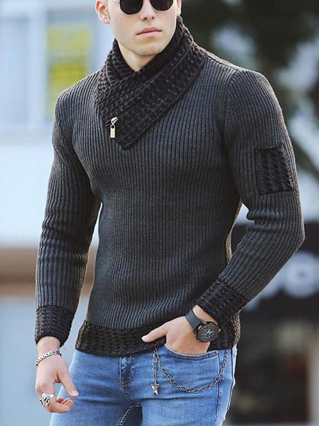 Men's Bold look, Casual Slim type Long-sleeved Sweater