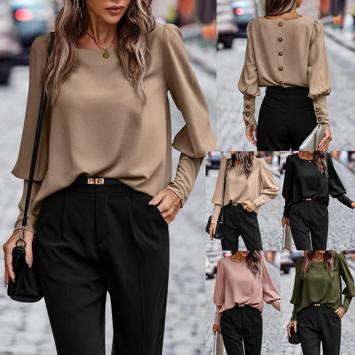 Women's Long Sleeve Button Solid Color Casual Shirt