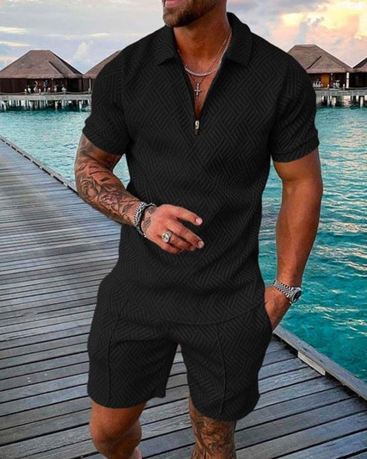 Men's Summer vacation Short Sleeved shirts+short Set