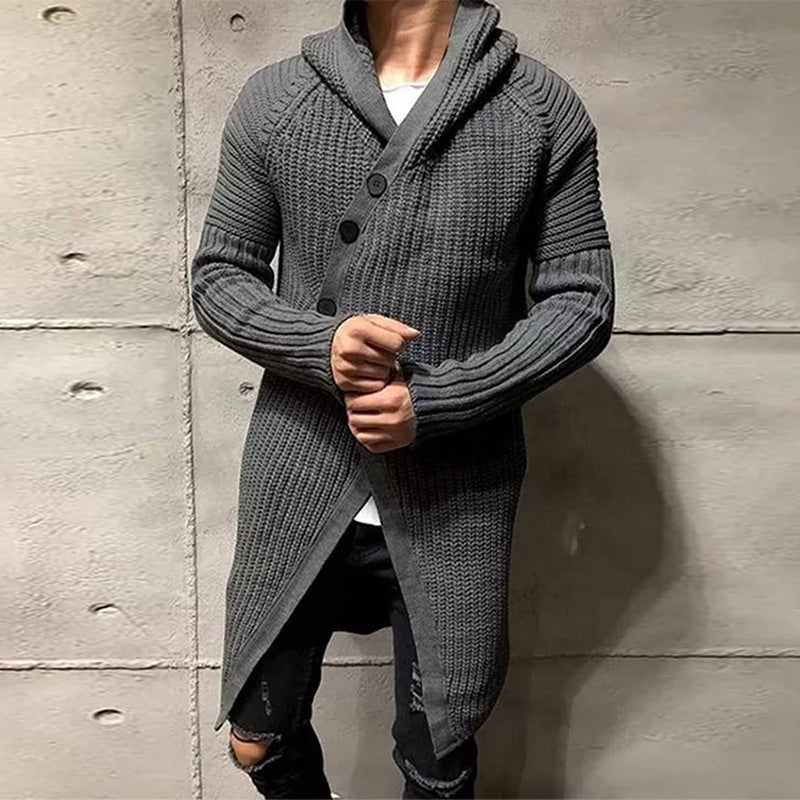 Men's Long  Hooded Knitted Sweater,Casual style