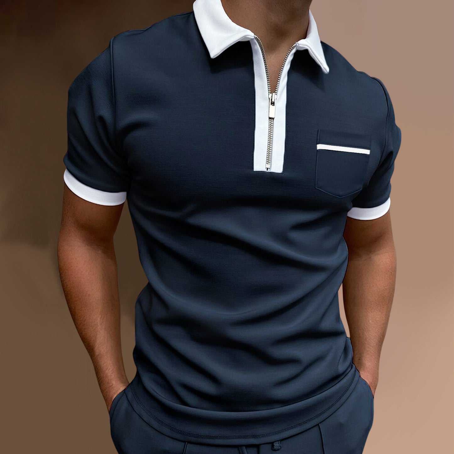 Men's Lapel style Slim Pocket POLO Shirt