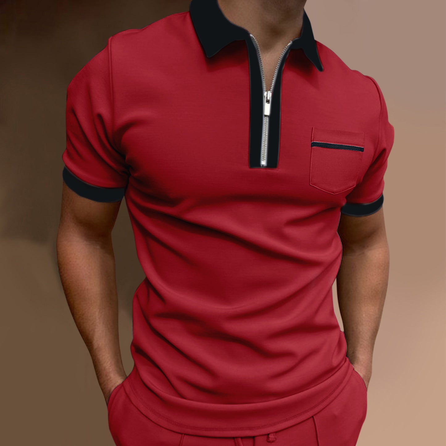 Men's Lapel style Slim Pocket POLO Shirt