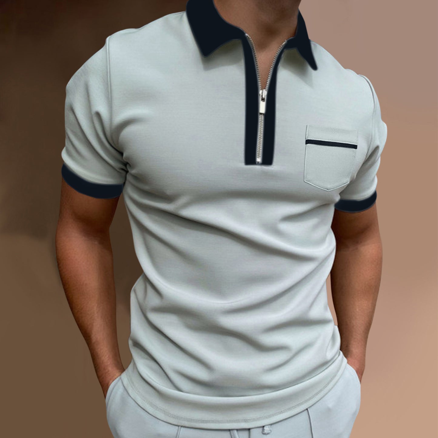 Men's Lapel style Slim Pocket POLO Shirt