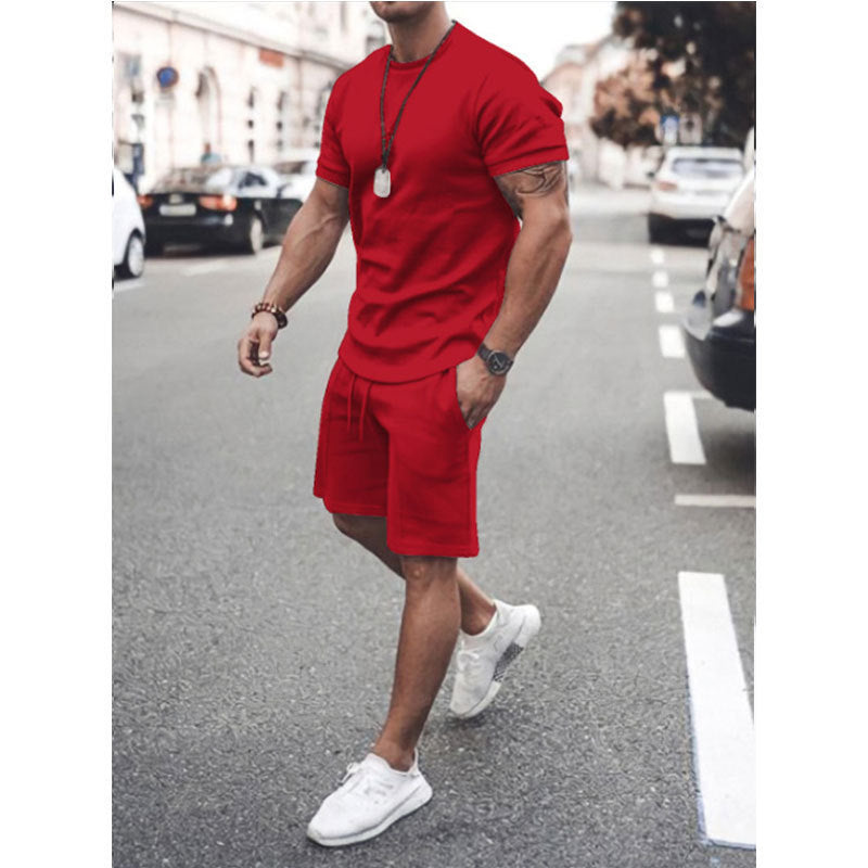 Men's Short Sleeve Shorts+Shirt Two-Piece Set