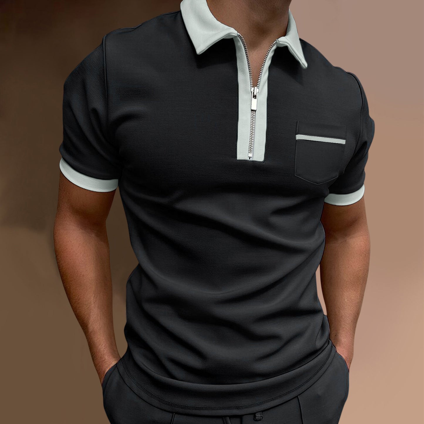 Men's Lapel style Slim Pocket POLO Shirt